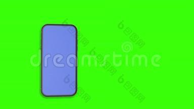 三维智能手机运动设计n与蓝色<strong>屏</strong>幕和<strong>绿</strong>色<strong>屏</strong>幕背景的颜色哑光。
